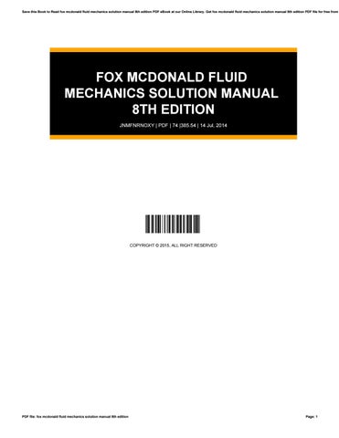 fox and mcdonald solution manual