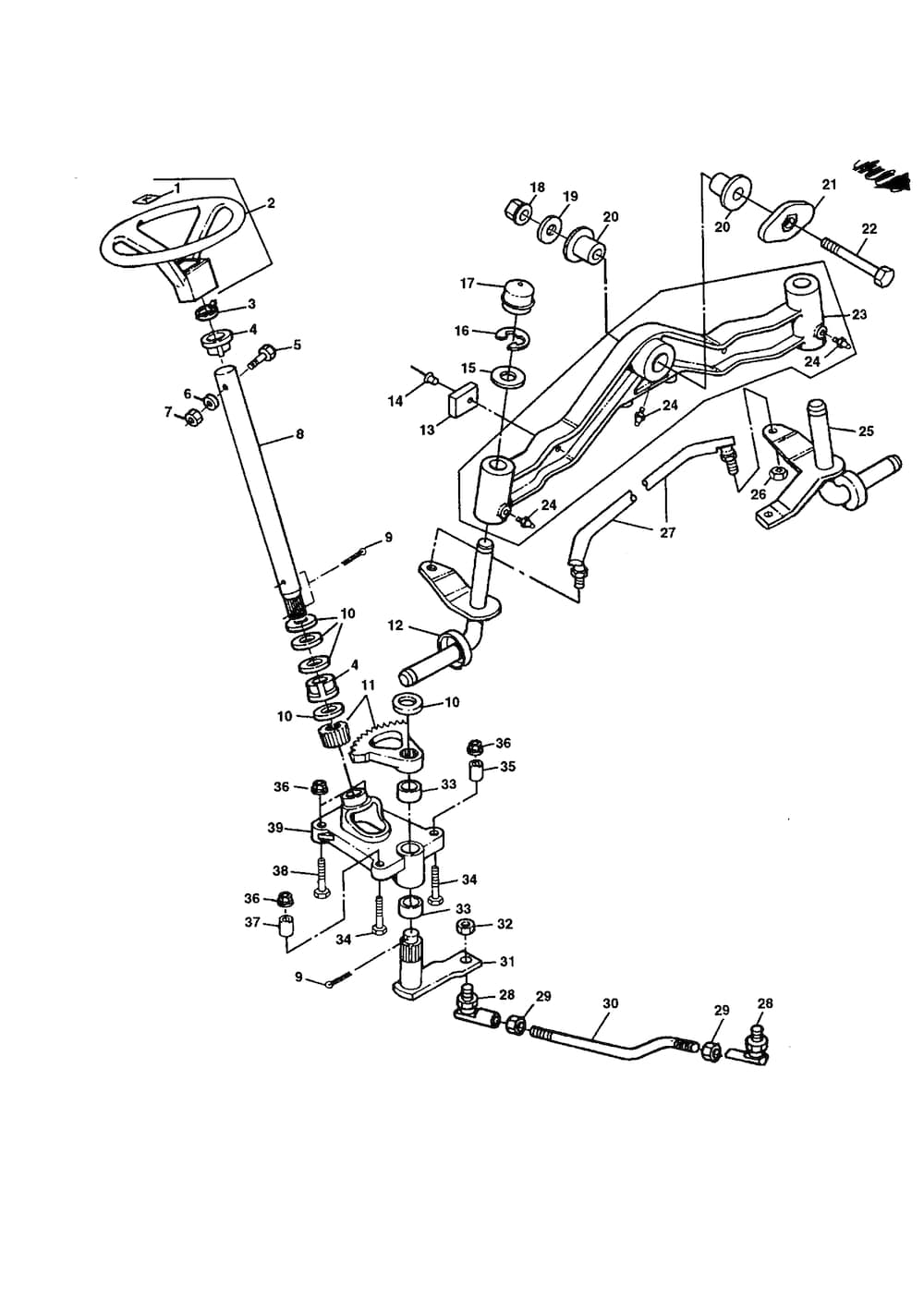 john deere lt155 manual steering parts diagram